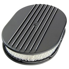 Oval Black Half Finned Air Cleaner 12 X 2 Holley Edelbrock Quadrajet Carter Oval Black Half Finned Air Cleaner 12 X 2 Holley Edelbrock Quadrajet Carter