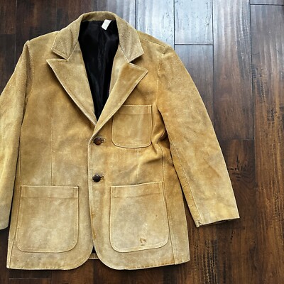 VTG 1960s Brown Leather Suede Hippie Western Coat Jacket 44 VTG 1960s Brown Leather Suede Hippie Western Coat Jacket 44