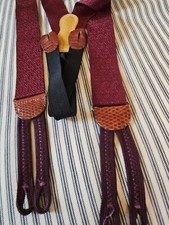 Martin Dingman Formal Tuxedo Suspenders Burgundy Jaquard Woven Silk