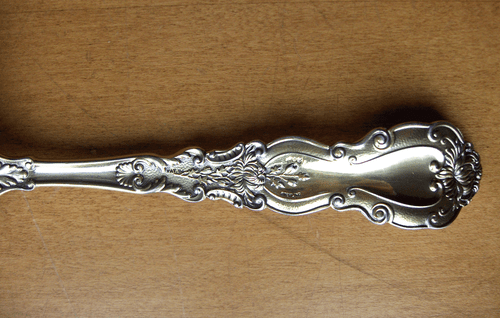 Gorham Imperial Chrysanthemum sterling silver asparagus fork~Gold wash~1894 - Picture 5 of 7