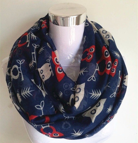Women Owl Print Scarf Viscose Band Infinity Scarves Tree Animal Bird Shawl 1Pc - Picture 6 of 20