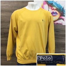 VINTAGE Polo Ralph Lauren Yellow Crewneck Sweatshirt Mens Size XL Pony