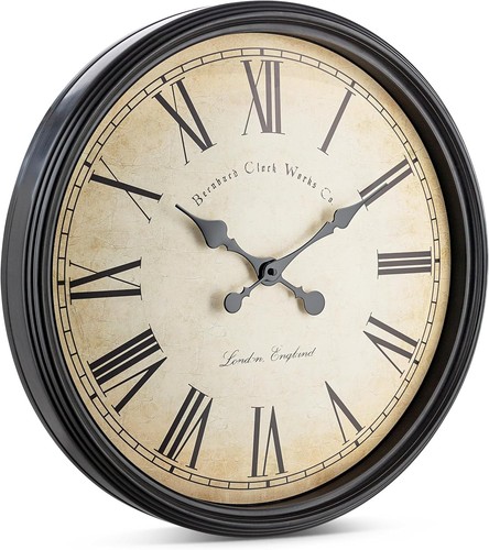 Vintage 20 Inch Wall Clock with Roman Numerals: Silent Charm for Any Room - Picture 4 of 8