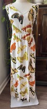 Sz S VINTAGE 90s Y2K Butterfly Luna Moth Midi Maxi Dress Rayon Tank Sundress M