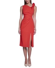 Halston Rose Detail Bodycon Midi Dress Women's