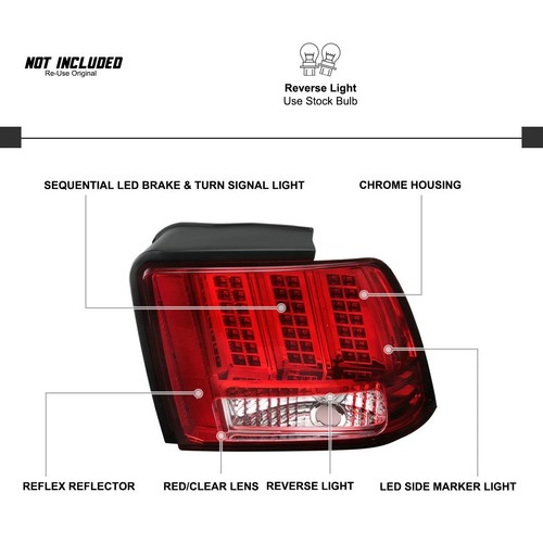 Red Tail Lights Fits 1999-2004 Ford Mustang LED Sequential Signal Brake Lamps - Bild 6 von 7