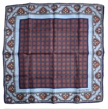 Christian Dior Silk Pocket Square Scarf Made in England Vintage 25x25cm