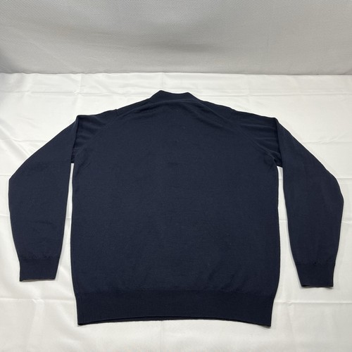 Suéter John Smedley Hecho en Gran Bretaña Azul Lana Merino 1/4 Cremallera Para Hombre Grande *** - Imagen 7 de 9