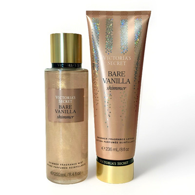 Victoria's Secret VS Bare Vanilla Shimmer Mist + Lotion 2 pc Full Size Set New