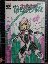 Spider-Gwenn Ghost spider / copertina schizzo disegnata a mano arte originale cyberpunk con certificato di autenticità