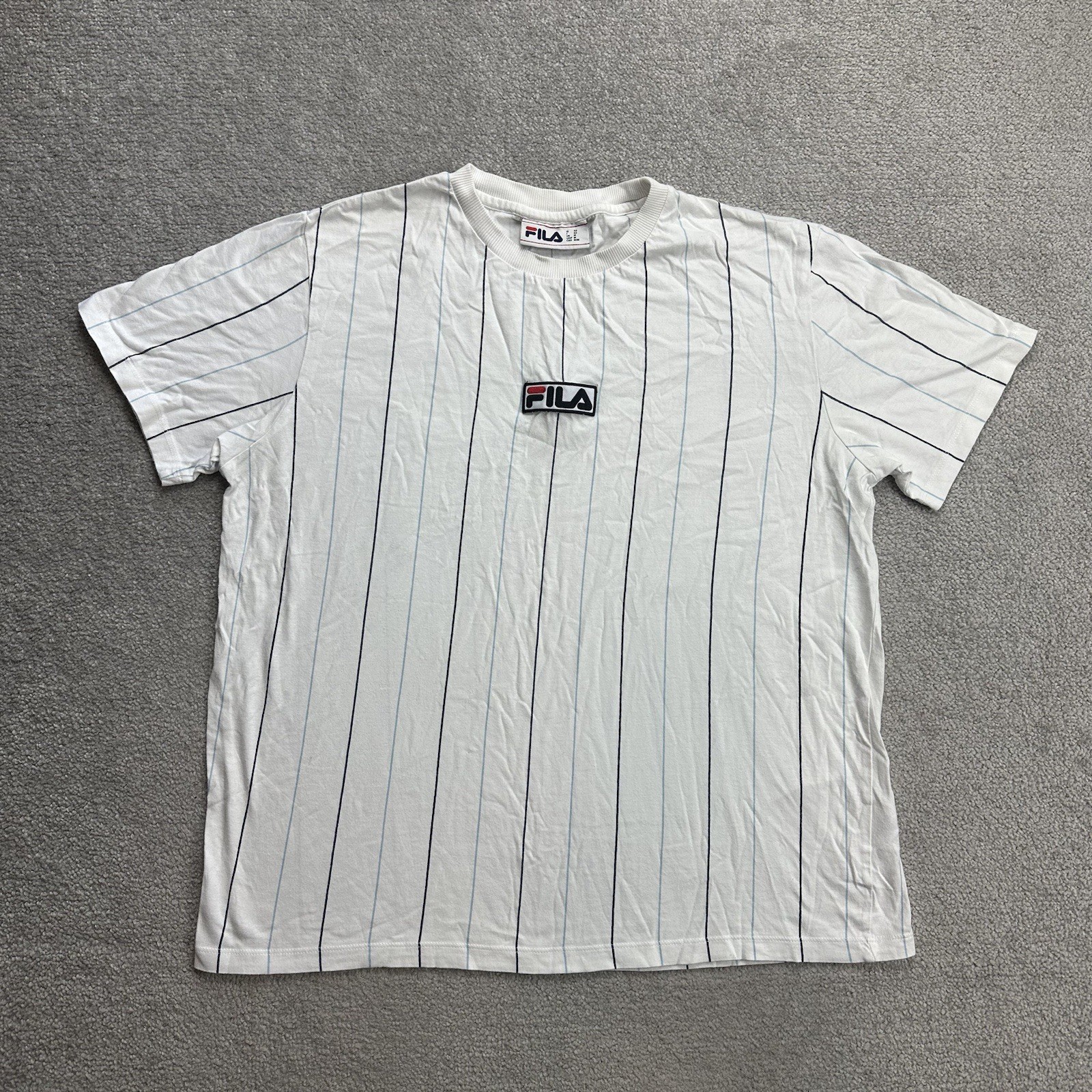 T shirt uomo FILA manica corta taglia M classica anni 90 retrò logo a righe 9410 bianca