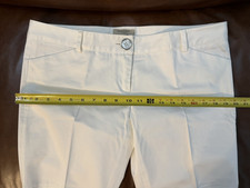 Burberry White Bermuda Pants Women Pockets Front Zipper Button Sz IT 44 US 10