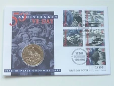 50th ANNIV OF LIBERATION OF CHANNEL ISLANDS GUERNSEY COIN FIRST DAY COVER