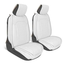 Car Seat Covers   DiamondLux Edition Premium Faux Leather Seat Protectors White
