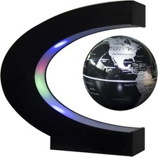 Senders Floating Globe with LED Lights C Shape Magnetic Black-Silver