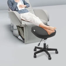 Ergonomic Foot Stool with Wheels, 360° Rolling Foot Stool for Home Office, Adjus