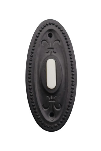 HOMEnhancements Matte Black Traditional Oval Doorbell Wired Doorbell Button D...