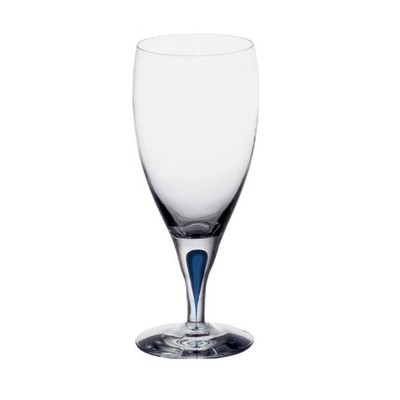 Orrefors Intermezzo Blue Crystal Water / Iced Beverage Goblet Glass 7.625  New