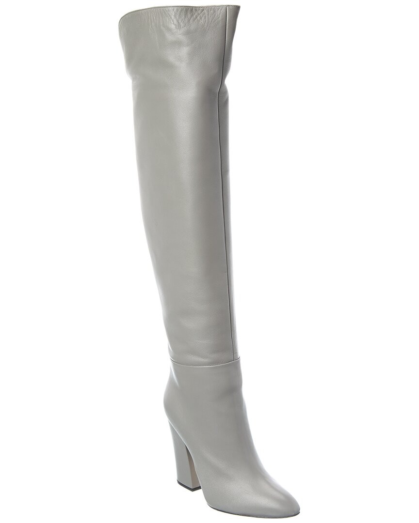 Sergio Rossi Scarlett Leather Over-The-Knee Boot Womens Grey 37 111290₽