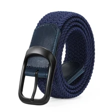 Stretch Belt for Men, Men Elastic Woven Braided Belt 1 Fit Size 45"-49" F-blue
