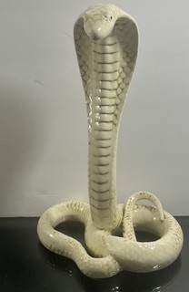 Vintage MCM Ceramic 11 1/2” Cobra Snake Figurine
