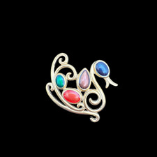 Silver Enamel Swan Rhinestone Brooch Pin NEW