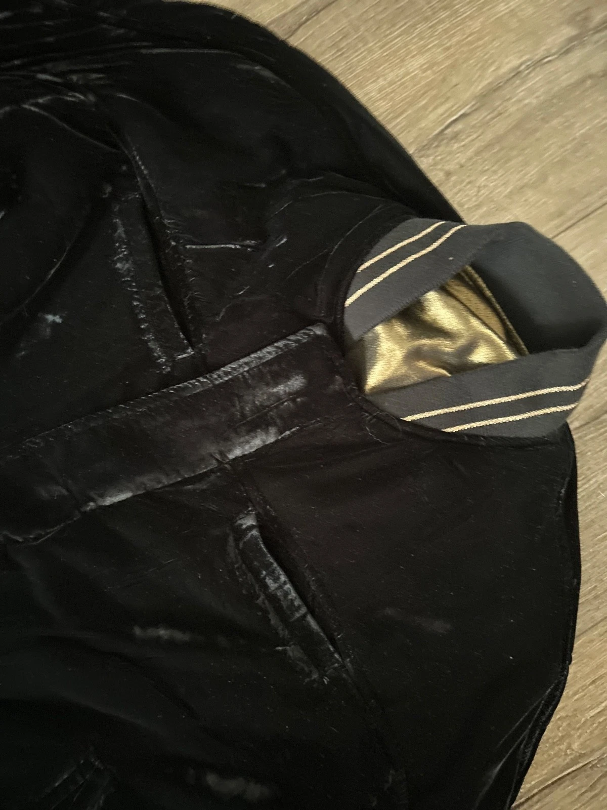 HAIDER ACKERMANN FW16 Velvet Biker Bomber Jacket Gold Lining Black Grail - product detail image 1