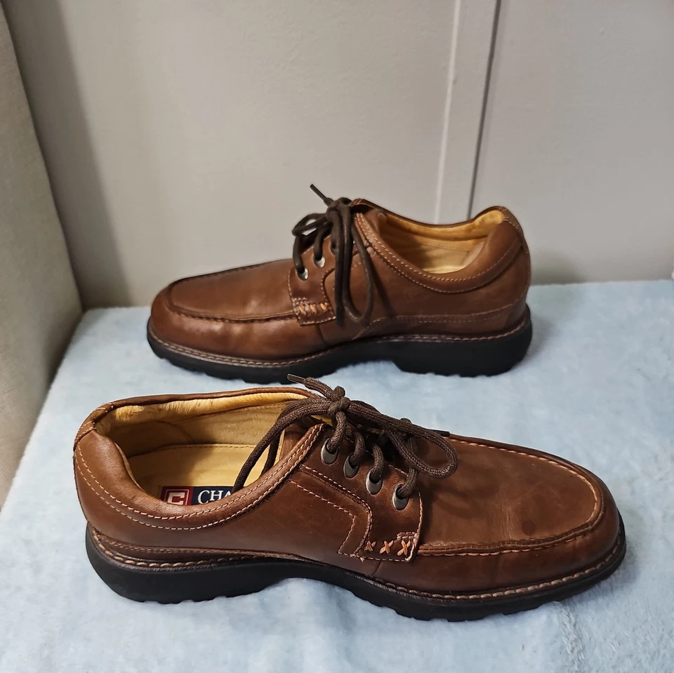 CHAPS Mens Brown Leather Dress Oxford Lace Shoes size 8M 96-6018 - Image 3 of 4
