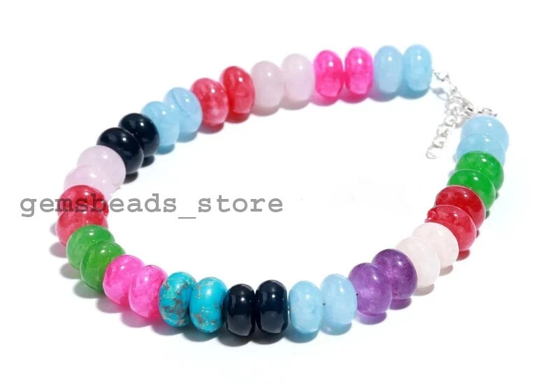 Bracciale in argento sterling 925 con pietre preziose calcedonio... - Immagine 4 di 4