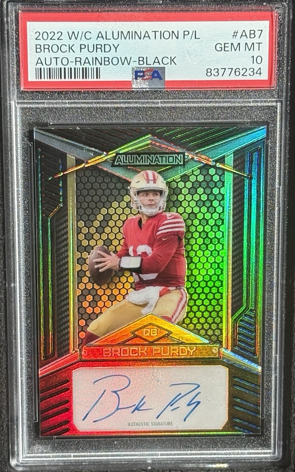 Brock Purdy Wild Card Alumination Pro-Look Smashing Autographs #AS6 Rainbow-Orange