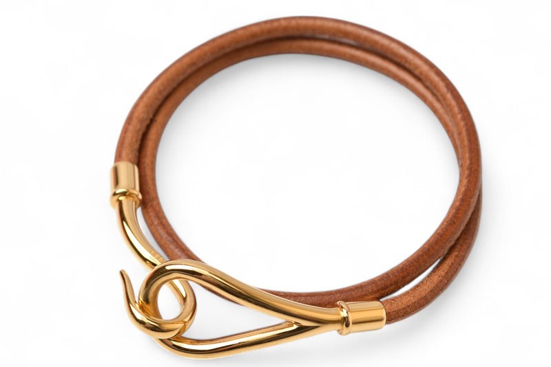 Hermes Authentic Jumbo Bangle Bracelet Choker in Brown Gold Metal
