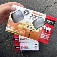 NOS SYLVANIA SOFT WHITE 100 WATT A19 LIGHT BULBS THREE 4-PACKS - 12 TOTAL BULBS