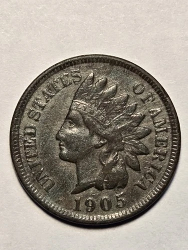 1905 Indian Head Cent 1c Circulated Penny Fine - VF Details, Exact Coin Shown