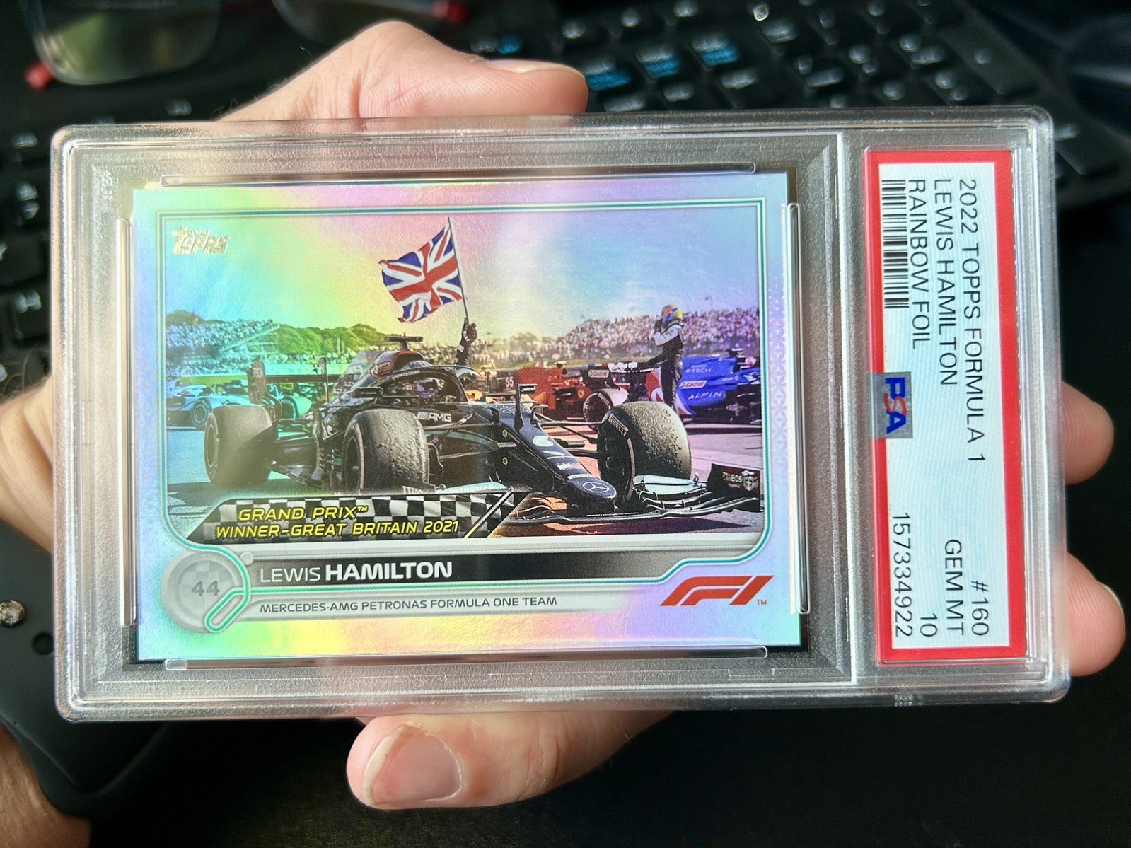 2022 Topps Formula 1 F1 Lewis Hamilton Rainbow Foil Great Britain PSA 10 view 3