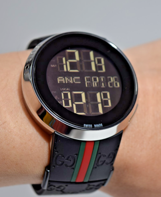 Gucci Digital Watch 114-2 Black/Silver NEW 45mm OEM SILICONE BAND