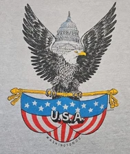 VTG 80s Screen Stars 50/50 T Shirt SILCO 1980s WASHINGTON D.C. Tourism Item LRG.