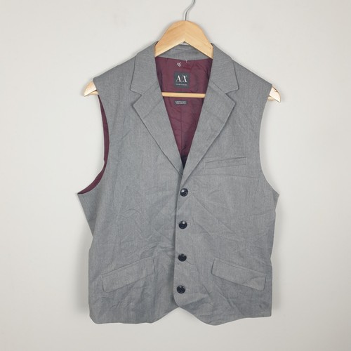Armani Exchange, Armani Exchange Weste Herren Large Grau Anzugweste Nadelstreifen Anlassmode