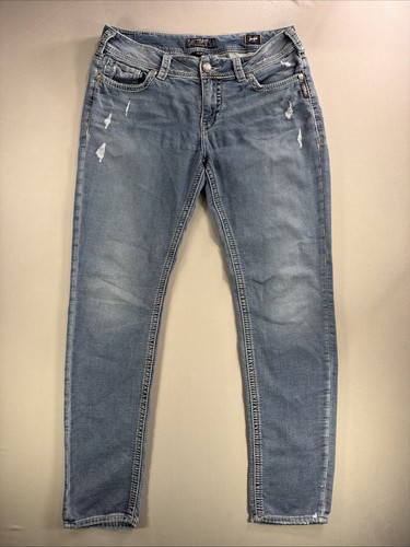Silver Jeans Co. Suki Mid Skinny Joga Distressed Jeans Women's W33 L31