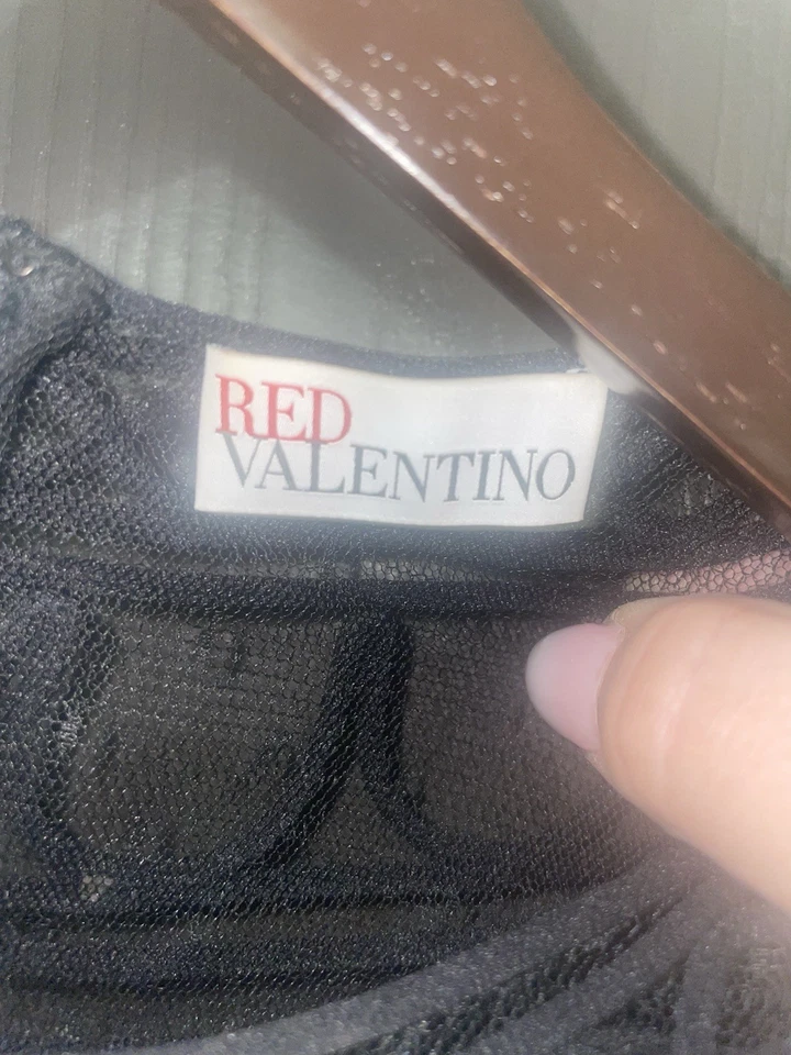 Vestido midi negro manga gorra encaje RED VALENTINO IT 42 US 6 Org $1,195 Foto 3 de 3