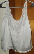 Vintage Camisole Adonna Lingerie Top Size 36 1980s White Knit Nylon Lace
