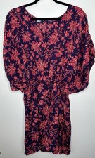 Lands' End Swim Cover-Up Women  s Size Purple Pink Floral Resort Wear Size M/L