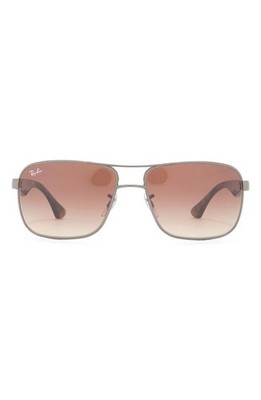 New Ray-Ban Men 59mm Navigator Sunglasses Authentic Gunmetal