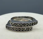 Sterling Silver Marcasite Stacking Rings Set Size 6.75 Thin Vintage Pair