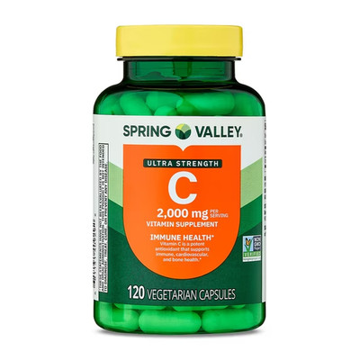 Spring Valley Vitamin C Ultra Strength 2000mg 120 Vegetarian Capsules, Free Ship