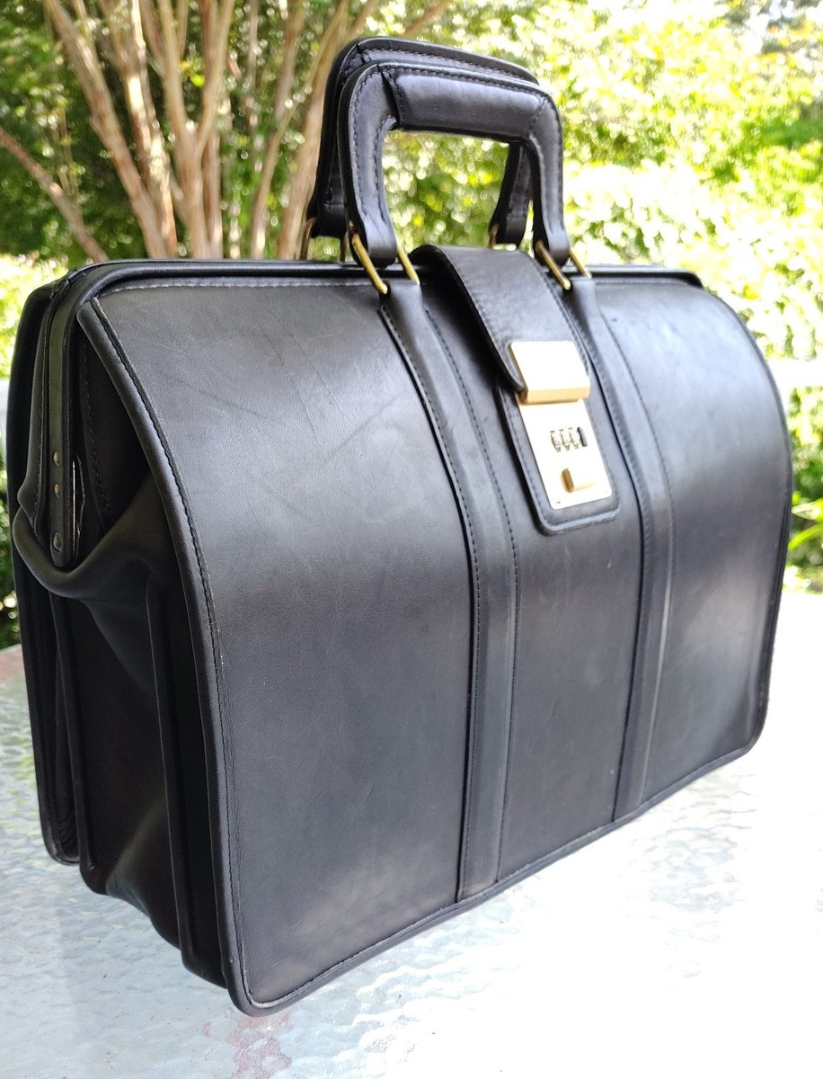 Coach XL Vintage 0006 Black Gladstone Leather Briefcase Made In United States