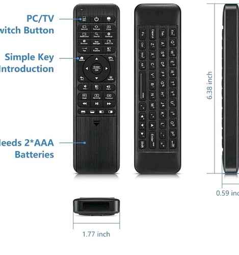 W10 GYRO Air TV Pilot, klawiatura QWERTY Fly Mouse do Win 11/10, podświetlany klawisz LED - Zdjęcie 5 z 9