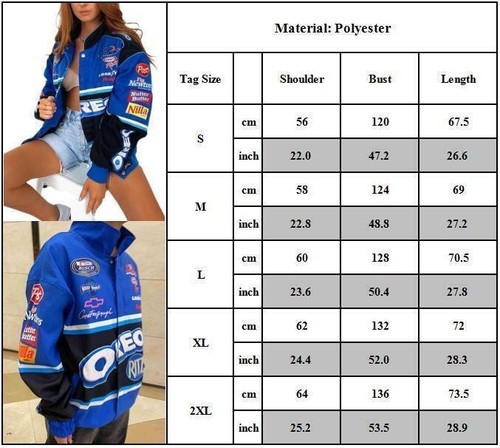 Damen Männer Motorradjacke Bomberjacke Jacke Racing Rennsport Mantel Casual - Bild 6 von 31