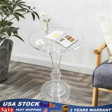 Clear Acrylic Side Table Round Ende Table Drink Table for Small Space 13.8"x19  