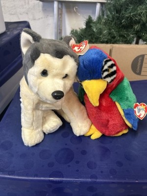 Ty 4197 Beanie Baby Jabber The Parrot Tropical Bird and Nanook