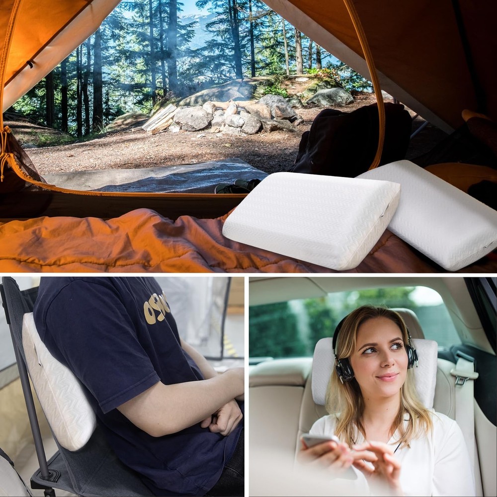 Travel Pillow, Memory Foam Pillow Compressible Camping Pillow with Washable C